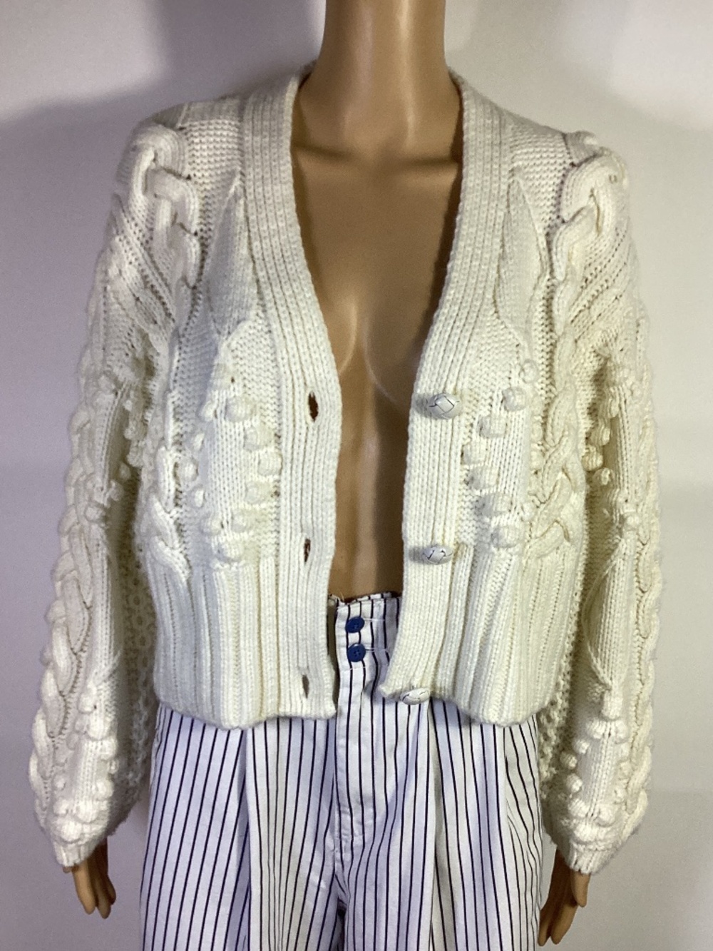 The Westside California Chunky Cable Knit Cardigan Sz S - Picture 5 of 7